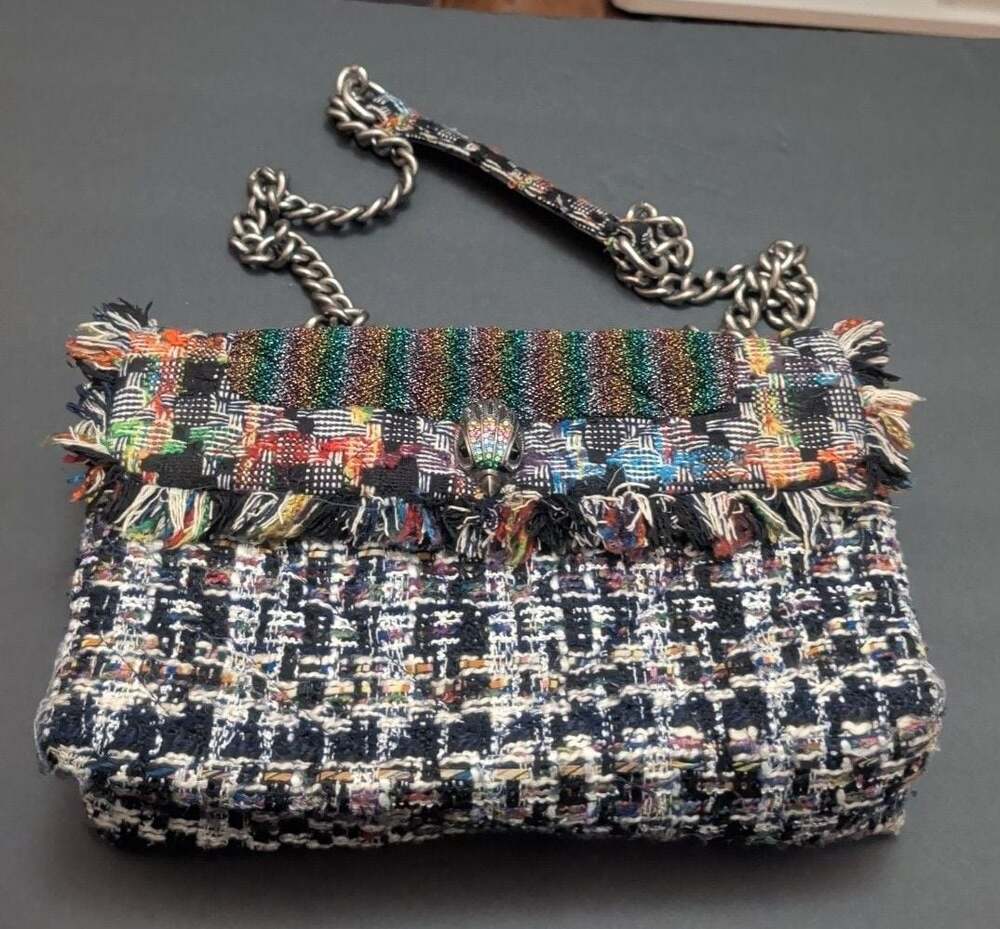 Kurt Geiger London Kensington Multi Tweed Rainbow Eagle Head Shoulder Bag